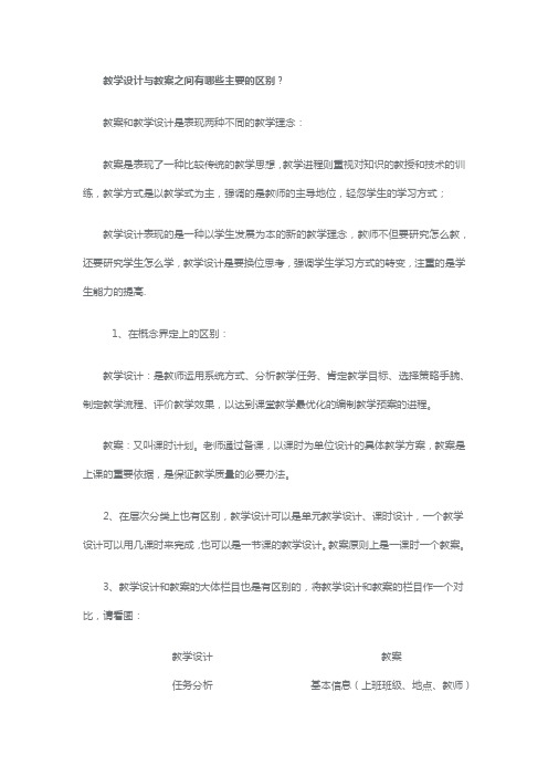 教学设计和教案的区别