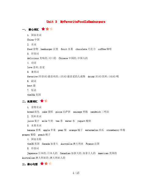 鄢陵县三小五年级英语上册 Unit 3 My favorite food is hamburgers