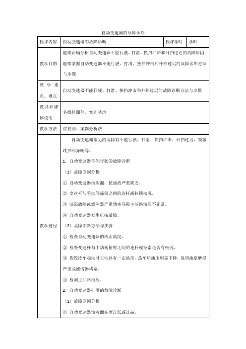 汽车制造与装配技术《3.1.5 自动变速器的故障诊断》