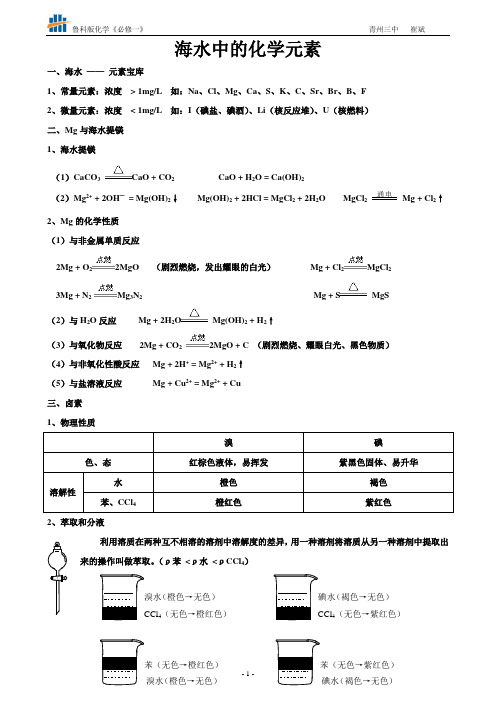 3.4海水中的化学元素(作业本)