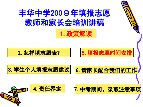 丰华中学2009年填报志愿