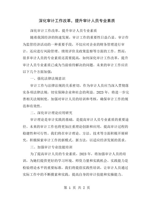 深化审计工作改革,提升审计人员专业素质