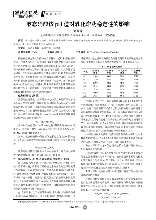 液态硝酸铵pH值对乳化炸药稳定性的影响