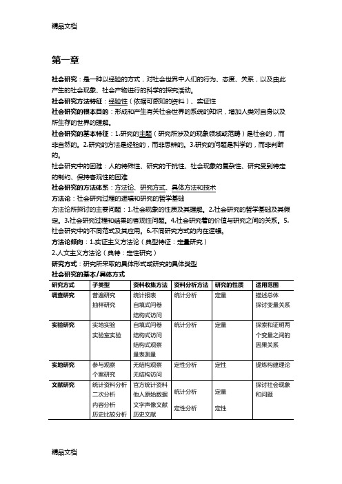 最新风笑天《社会研究方法》第一、二、三、九章笔记资料