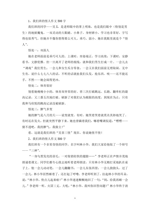 精选我们班的怪人作文500字