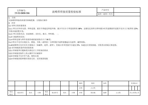 波峰焊焊接质量检验标准