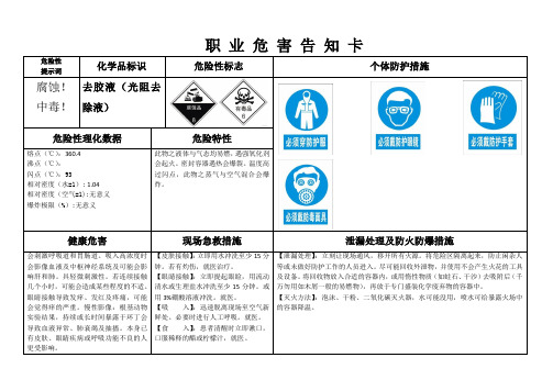 去胶液MSDS职业危害告知卡