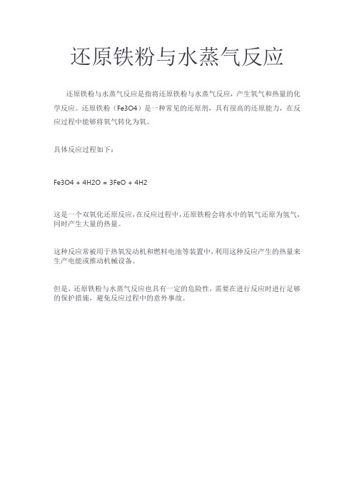 还原铁粉与水蒸气反应