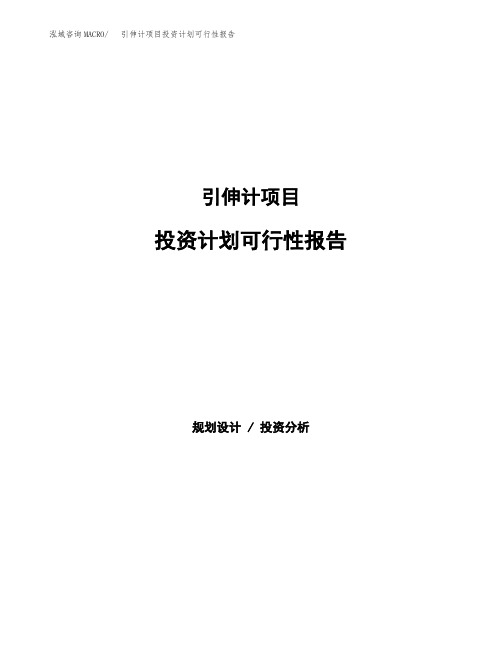 引伸计项目投资计划可行性报告(模板参考范文)