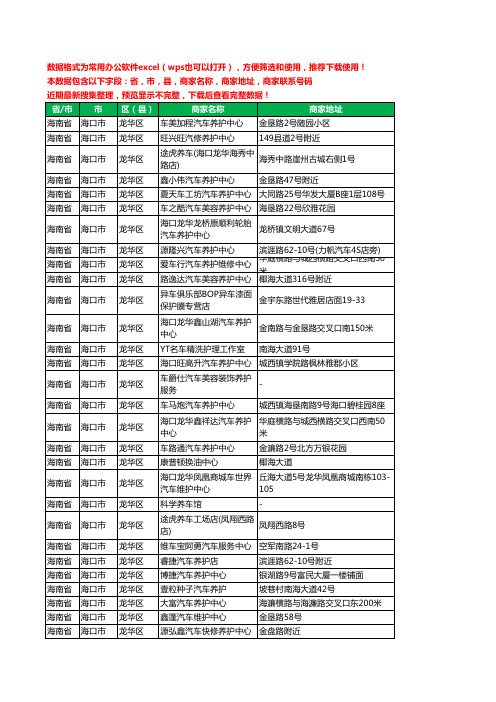 新版海南省海口市龙华区汽车保养工商企业公司名录名单大全122家