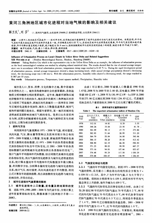 黄河三角洲地区城市化进程对当地气候的影响及相关建议