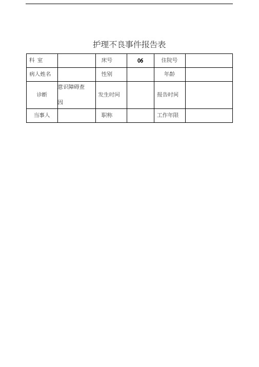 不良事件报告表尿管脱出