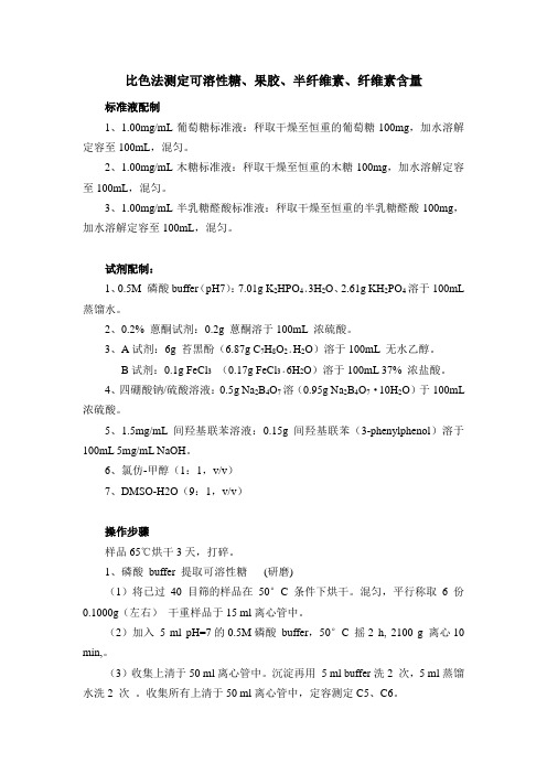 比色法测定可溶性糖、果胶、半纤维素、纤维素含量