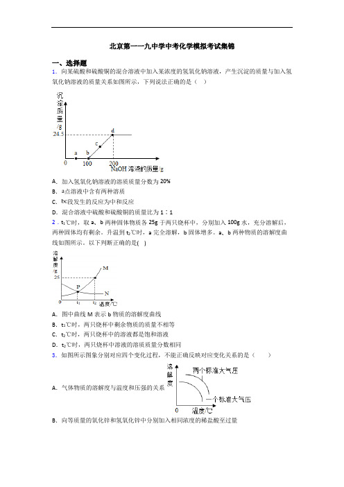 北京第一一九中学中考化学模拟考试集锦