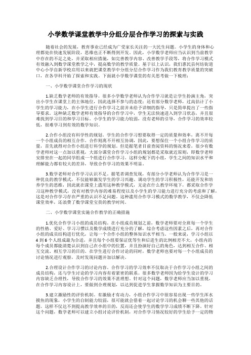 小学数学课堂教学中分组分层合作学习的探索与实践