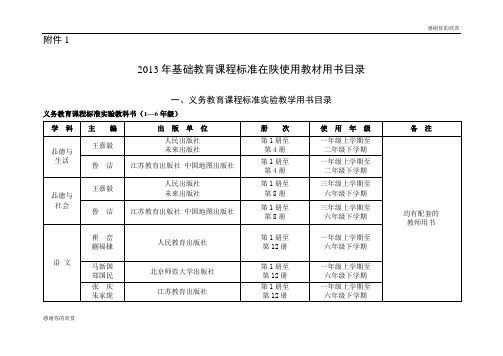 基础教育课程标准在陕使用教材用书目录.doc