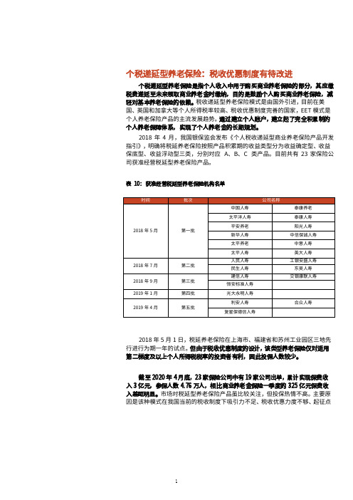 个税递延型养老保险产品梳理及适用性分析(2021年)