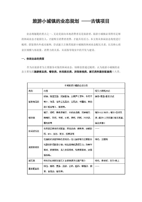 旅游小城镇的业态规划——古镇项目