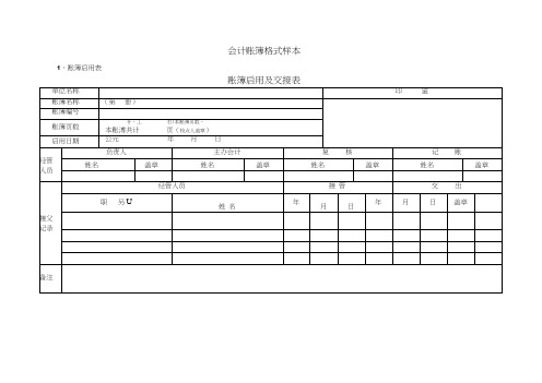 会计账簿格式样本讲解学习