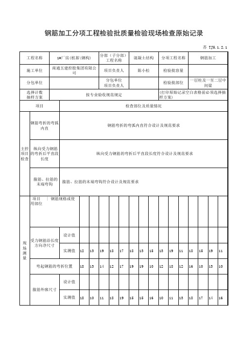 苏 TJ5.1.2.1钢筋加工检验批质量验收记录