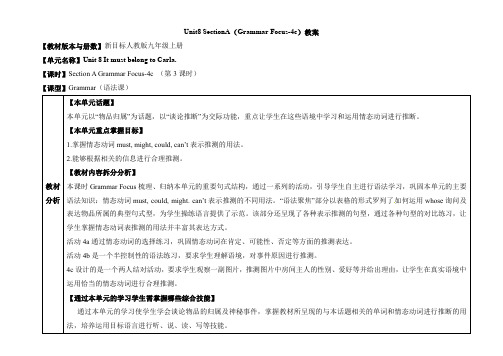 人教版英语9年级全册Unit8_SectionA(Grammar_Focus-4c)教案