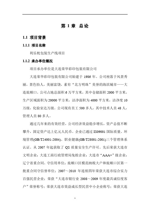 利乐枕包装生产线项目可行性研究报告