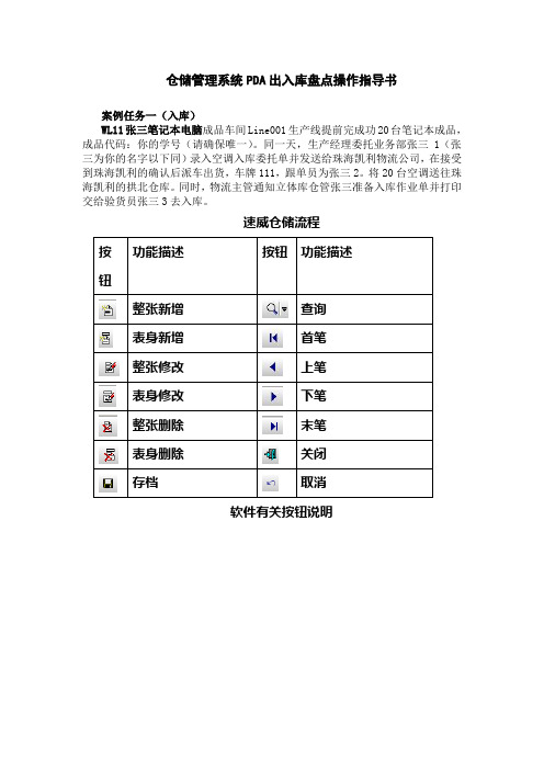 仓储管理系统PDA出入库盘点操作指导书