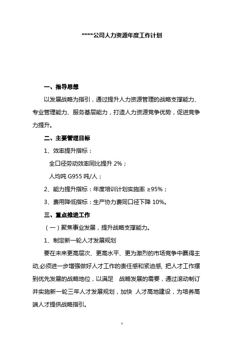 2018-aa公司人力资源管理计划