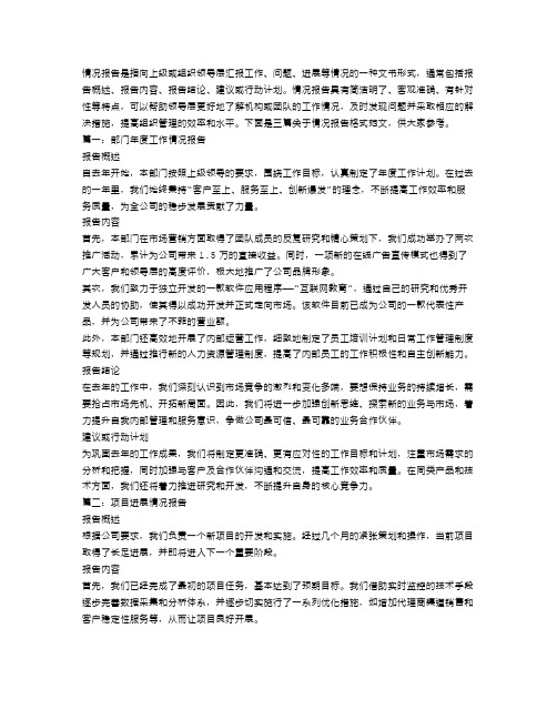 情况报告格式范文【三篇】