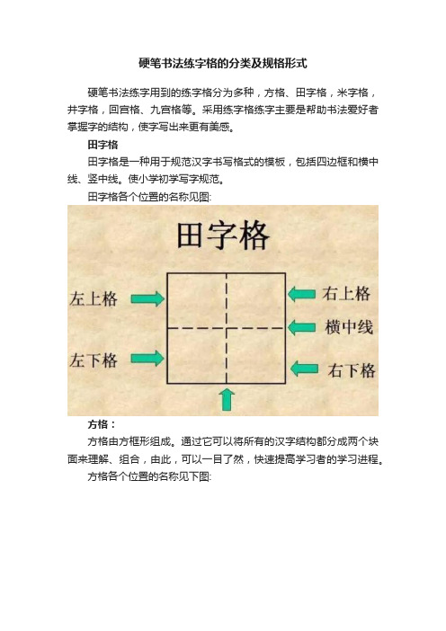 硬笔书法练字格的分类及规格形式