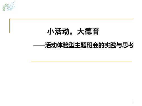 小活动大德育―活动体验型主题班会的思考及实践(贾高见)复件PPT课件