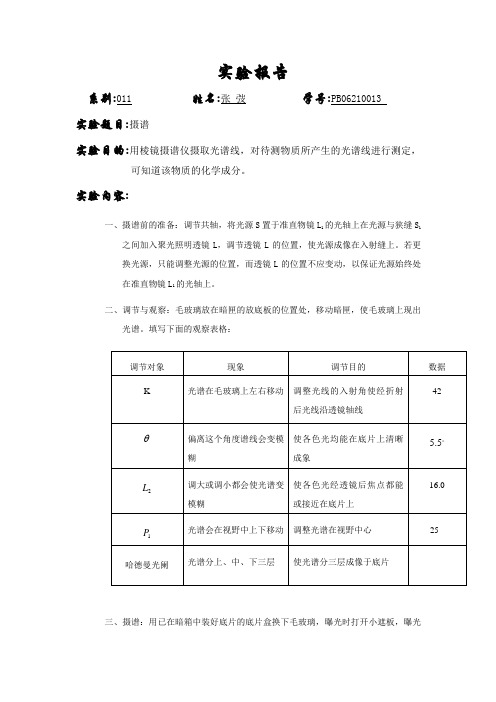 摄谱实验报告