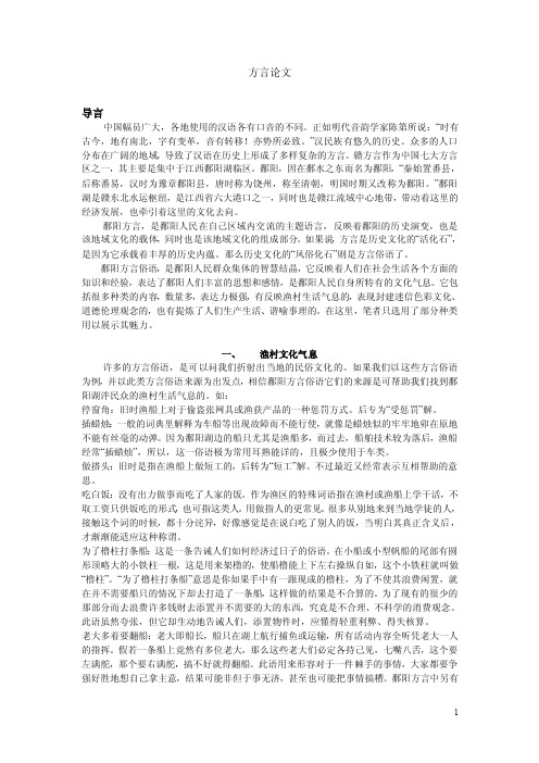 方言论文——精选推荐