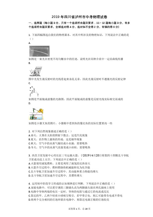 2019年四川省泸州市中考物理试卷