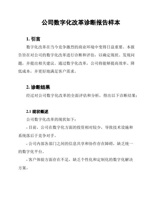 公司数字化改革诊断报告样本