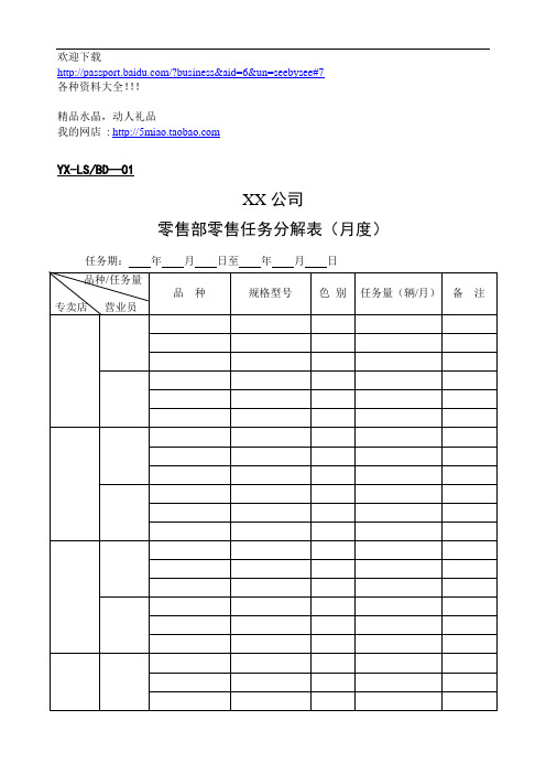 市场营销-零售部表格