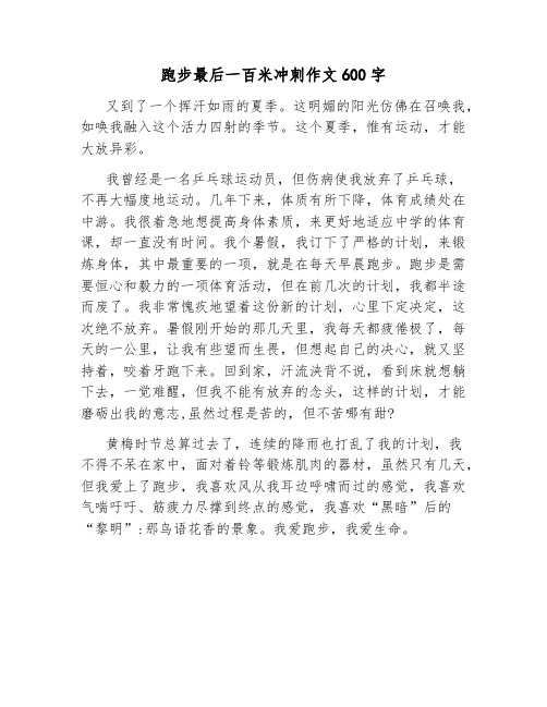 跑步最后一百米冲刺作文600字