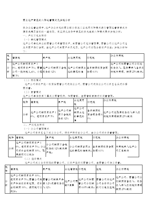 商业地产运营模式