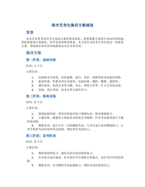 美术艺考生集训方案规划