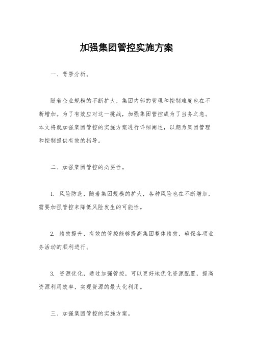 加强集团管控实施方案