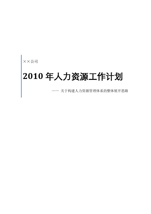 2010年某公司人力资源工作计划