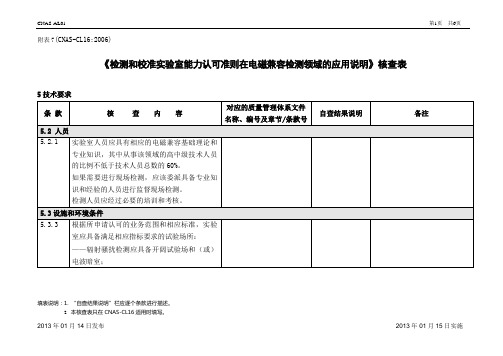 2013版CL16电磁兼容核查表