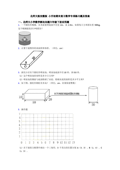 北师大版完整版 小升初期末复习数学专项练习题及答案