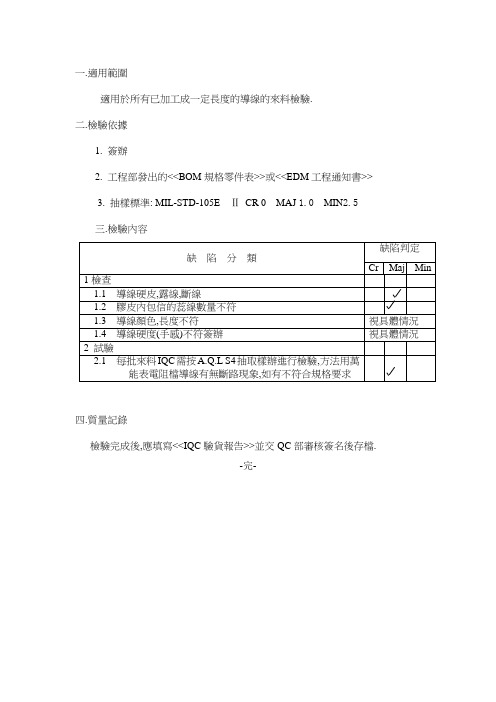 导线来料检验作业指导书