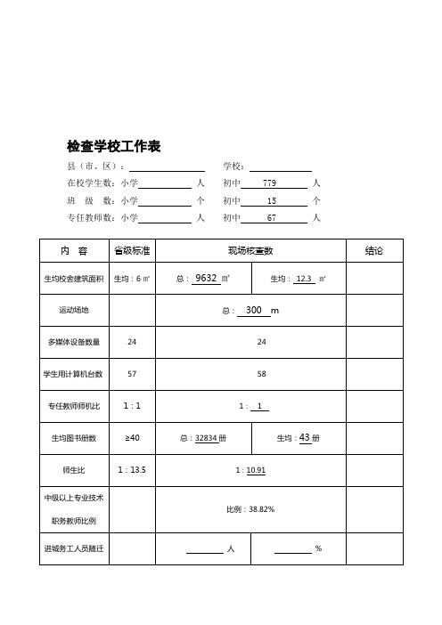 义务教育均衡发展检查学校工作表