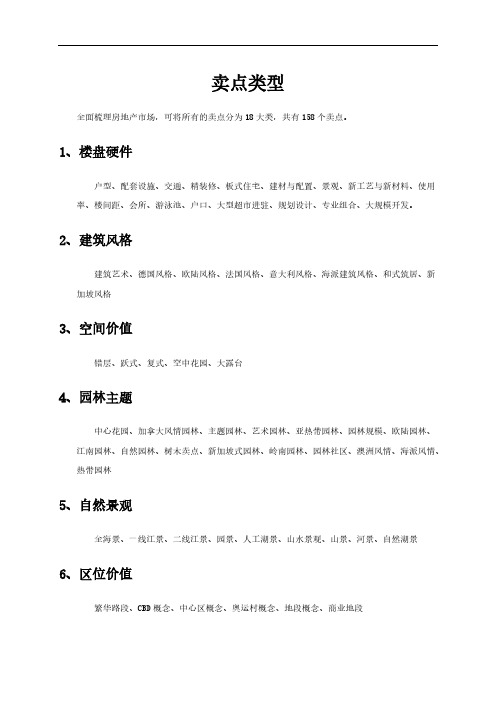 房地产楼盘卖点大全