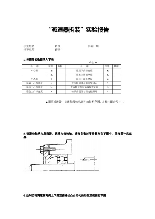 “减速器拆装”实验报告_机械设计基础