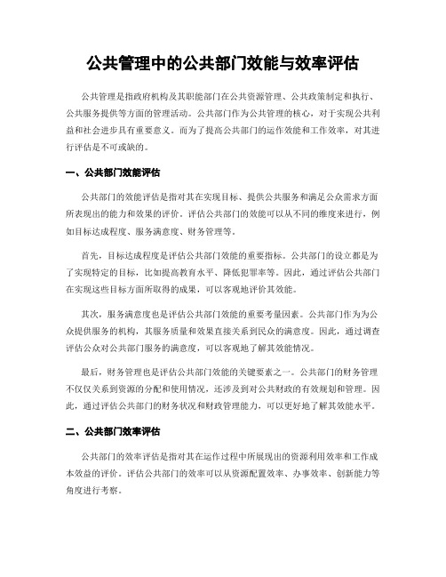 公共管理中的公共部门效能与效率评估