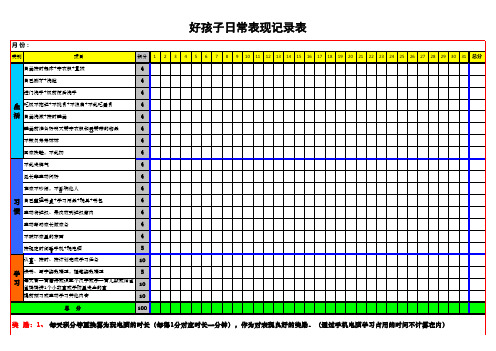 好孩子家庭表现记录表