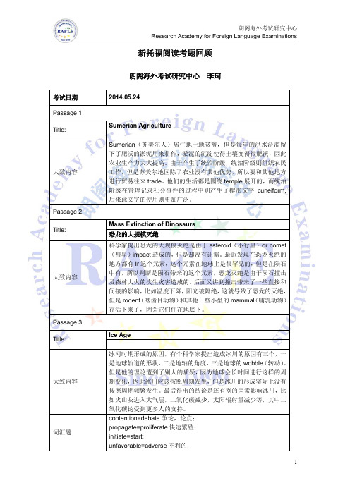 20140524托福考试阅读考题回顾